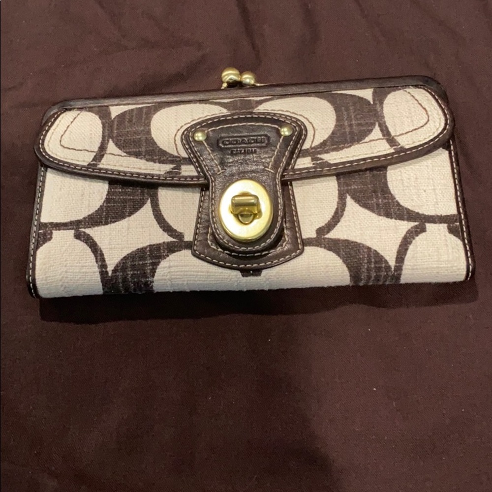 Coach turn lock linen wallet